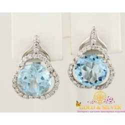 Серебряные Серьги 925 проба. Женские серьги Круэлла, с вставкой Топаз 20519r